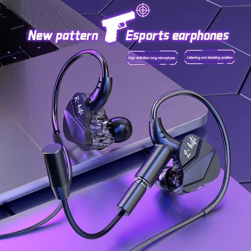 Auriculares para videojuegos con doble micrófono, auriculares estéreo Hi-Fi para videojuegos con conexión tipo C y cable de 3,5 mm, auriculares intraauriculares con reducción de ruido y micrófono para Samsung