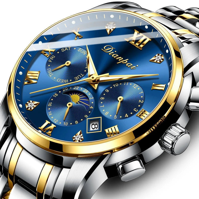 Dianpai automatisch mechanisch herenhorloge – Luxe model, waterdicht, multifunctioneel, voorzien van een lichtgevend display en een trendy ontwerp.