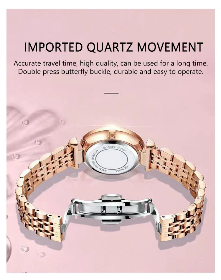 POEDAGAR Luxury Brand Women Watch Stainless Stain Waterproof Quartz Watches For Woman Fashion Simple Rose Gold Ladies Watch Gift