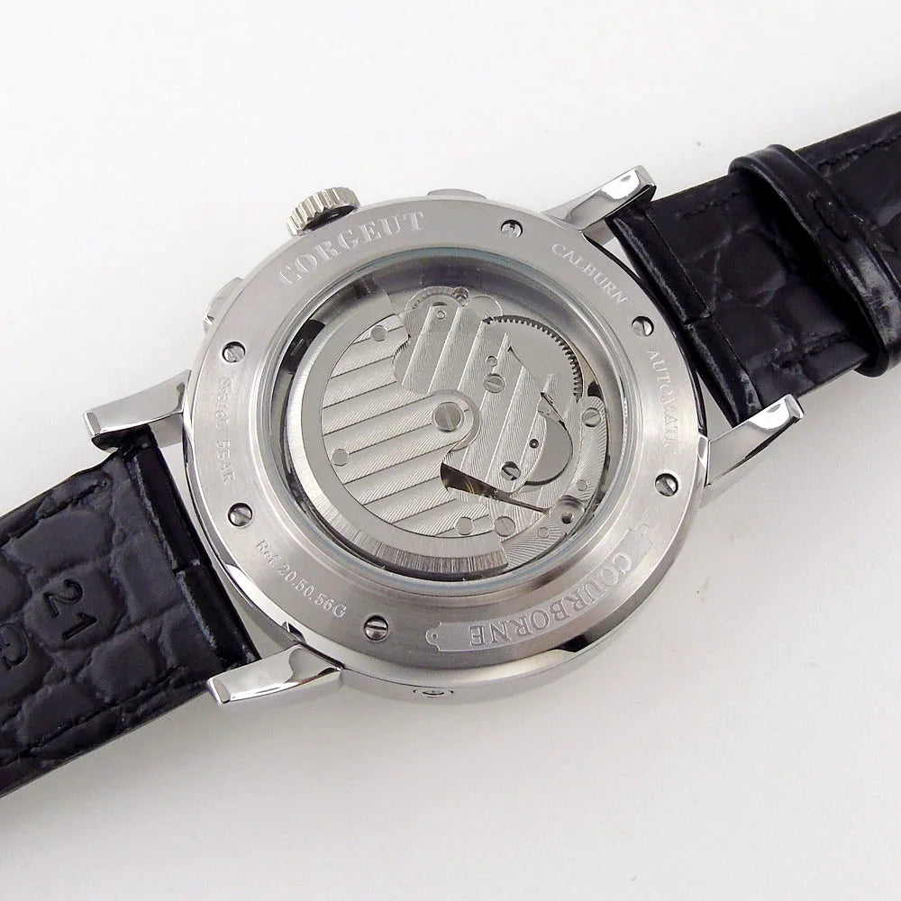 Corgeut Multi Functional Watch Automatic Mechanical Watch for Men 42mm Day Date Month Year Day/Night ST1655 Movt Polished Case