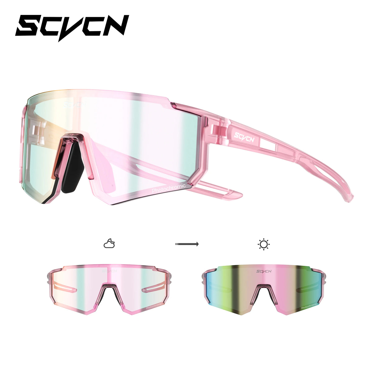 SCVCN Ochelari de soare sportivi pentru fete, ochelari de ciclism pentru copii, ochelari fotocromatici UV400, ochelari de baseball pentru băieți, ochelari pentru activități în aer liber, ochelari de soare pentru alergare și drumeții