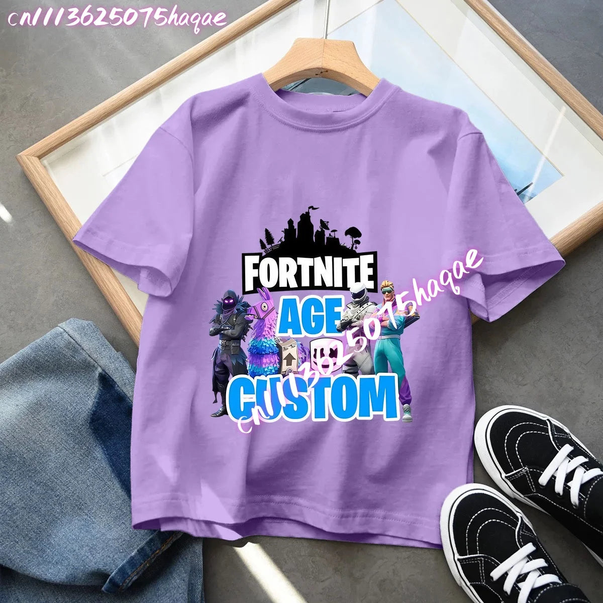 T-shirts Fortnite para Criança com Figuras Anime Estampadas, Tops de Desenho Animado Fortress Night, Roupa de Verão para Meninas, Manga Curta, Pullover Tees
