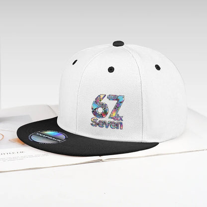 Cool Laser-Printed “67” Digital Print Hip-Hop Flat-Brim Cap – Adjustable Hip-Hop Outdoor Casual Unisex Baseball Cap