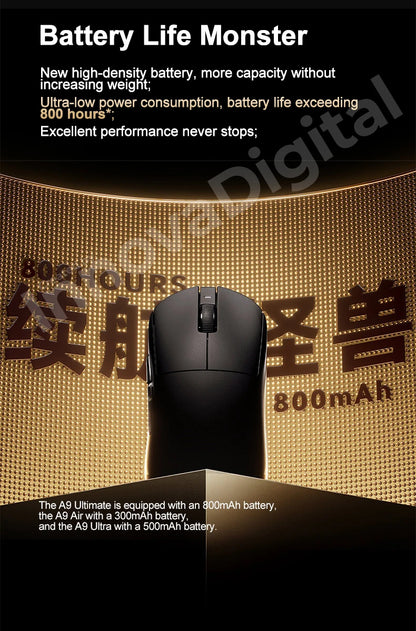 Mouse da gaming wireless ATK Dragonfly A9 Ultimate A9 Air PAW3950 ultraleggero ergonomico per e-sport FPS Gamer CSGO A9 Ultra