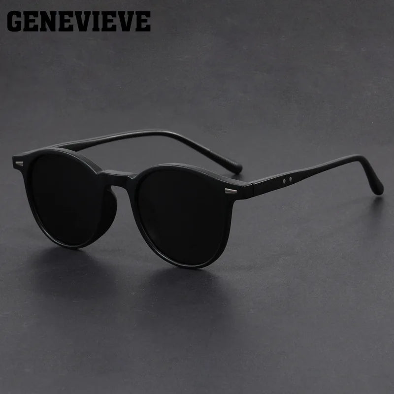 GENEVIEVE Ochelari de soare polarizați pentru femei și bărbați, cu design simplu, geometric, cu ramă rotundă, protecție UV, prescripție personalizabilă 1080