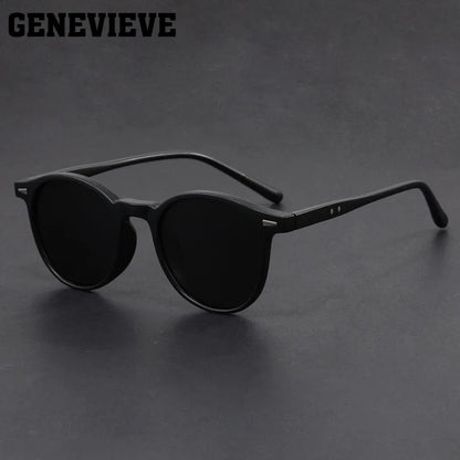 GENEVIEVE Ochelari de soare polarizați pentru femei și bărbați, cu design simplu, geometric, cu ramă rotundă, protecție UV, prescripție personalizabilă 1080