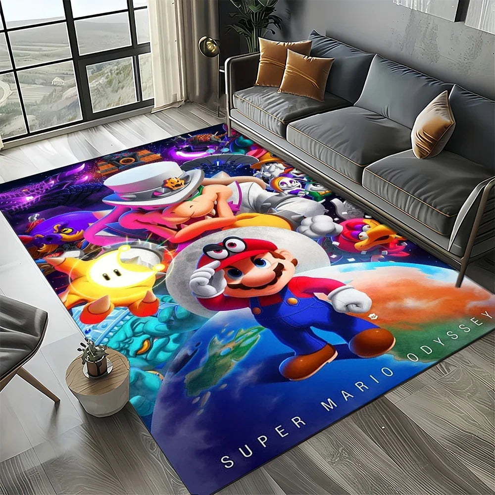 Covor cu motiv retro Mario, covor pentru sufragerie, dormitor, canapea, preș de intrare, decor, covoraș de joacă pentru copii