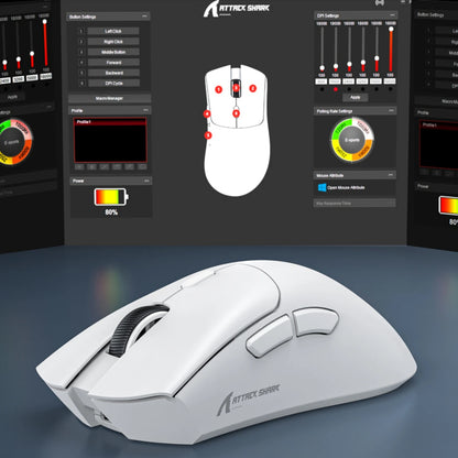 Attack Shark R1 bezdrátová Bluetooth herní myš, virální myš recenzovaná influencery, senzor PAW3311, frekvence odezvy 1000Hz