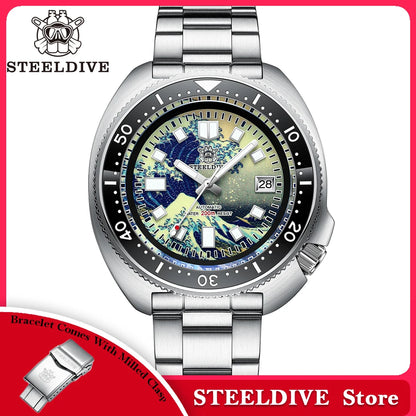 STEELDIVE SD1970J Kanagawa Turtle Full Luminous Dial Ceramic Bezel NH35 Automatic STEELDIVE Official Store Men's Dive Watch