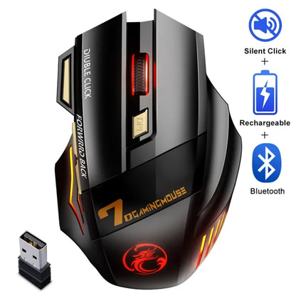 Wireless Bluetooth Mouse Rechargeable 7 Button RGB Gaming Mouse Gamer Ergonomic Mouse LED Backlit PC Silent Mice