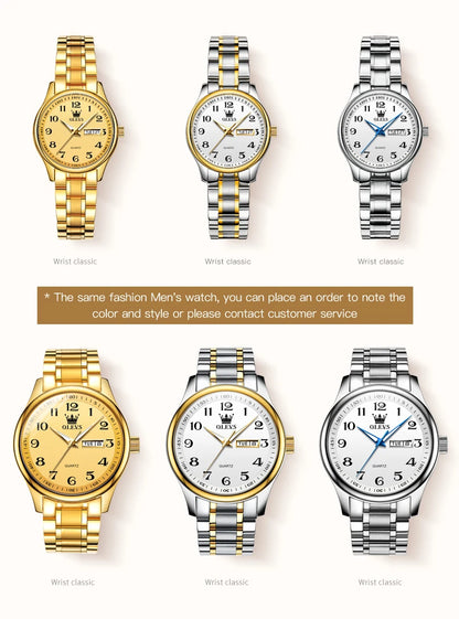 OLEVS Quartz Watch Women Fashion Ladies Watches Wrist Waterproof Luminous Stainless Steel Gold Women Watches Luxury Elegant
