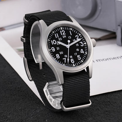 Militado ML05 Military Watch VH31 Sweep Movement Domed Sapphire Crystal Wristwatch High Clear AR Coating 38mm Vintage Watches