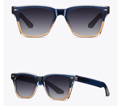 Ochelari de soare polarizați retro Swanwick TR90 pentru bărbați, ochelari de soare pătrați din acetat pentru femei, unisex, UV400, gri-negru, stil european