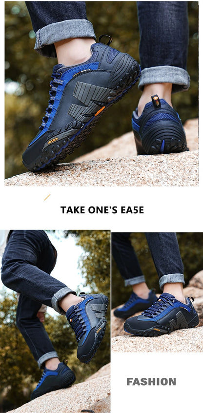 Mountaineering Shoes Men's Genuine Leather Outdoor Sports Anti-Slip Mountaineering Hiking Shoes Breathable Tourism Shoes