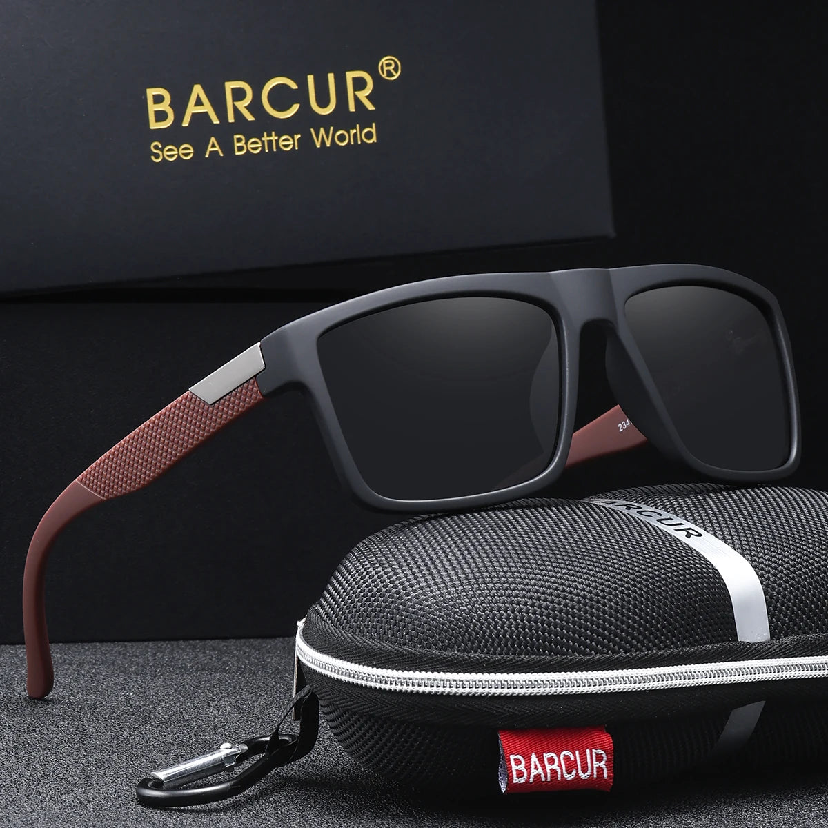 BARCUR Ochelari de soare simpli și confortabili, în stil business, pentru călătoriile zilnice, cu protecție UV, ambalaj de marcă