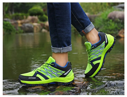 Sapatos de caminhada de marca para homem em malha respirável, calçado de viagem outdoor impermeável para caça e pesca, sapatos desportivos de montanha, todo-o-terreno e equitação
