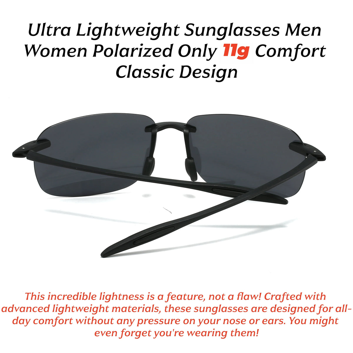4 bucăți ochelari de soare aviator polarizați, ultra-ușori, de 11 g, cu ramă TR90 fără cadru – flexibili și confortabili, unisex, pentru condus, pescuit și activități în aer liber