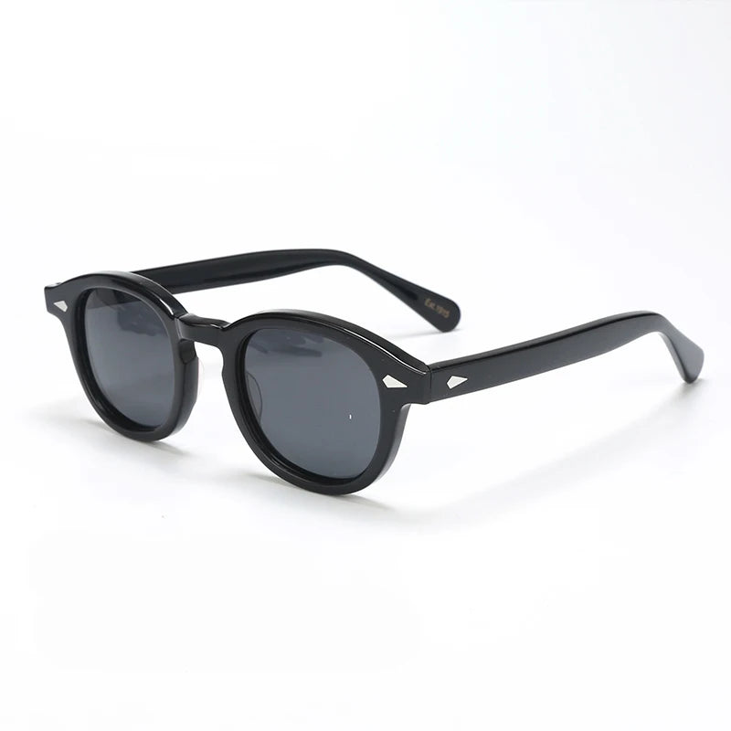 Ochelari de soare polarizați pentru bărbați și femei, stil Johnny Depp Lemtosh, ochelari de soare retro cu ramă rotundă din acetat și lentile UV400, Oculos