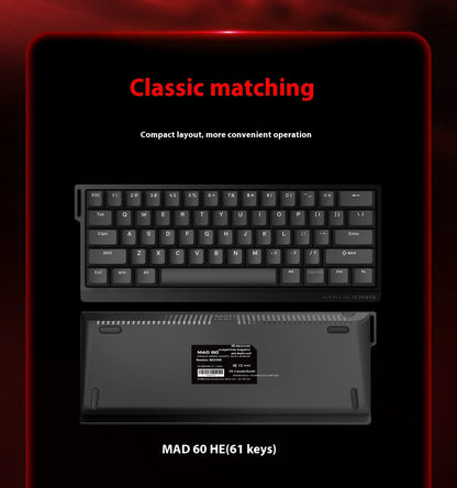 Madlions Mad 60He Magnetic Switch Mechanical Keyboard MAD68 Wired Keyboard Mad60he Custom MAD68he Esports Gamer Keyboard Gifts