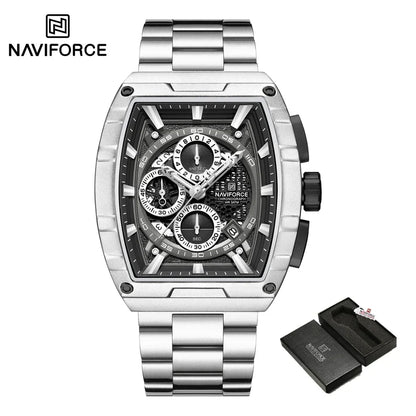 NAVIFORCE Top Brand Men's Watches Luxury Tonneau Quartz Wristwatch Waterproof Chronograph Watch for Men 2025 Auto Date Clock