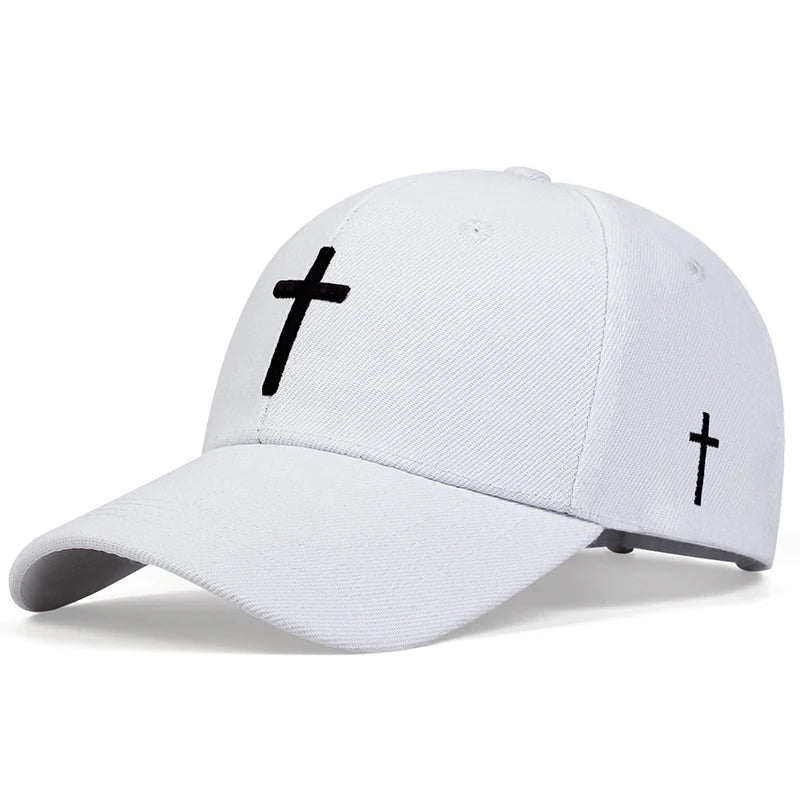 Unisex Cross Embroidery Baseball Caps Outdoor Adjustable Spring and Autumn Casual Sunscreen Hat