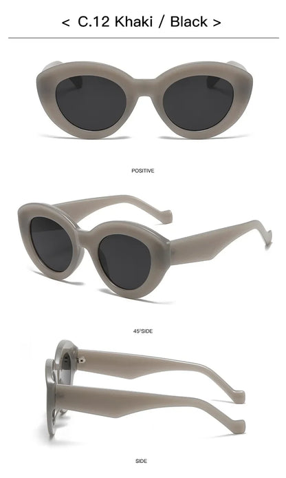 JNPCXI Ochelari de soare pentru femei, model „Cat Eye” supradimensionat, la modă, cu dungi verzi, stil retro, protecție UV400; ochelari de soare ovali pentru bărbați, la modă