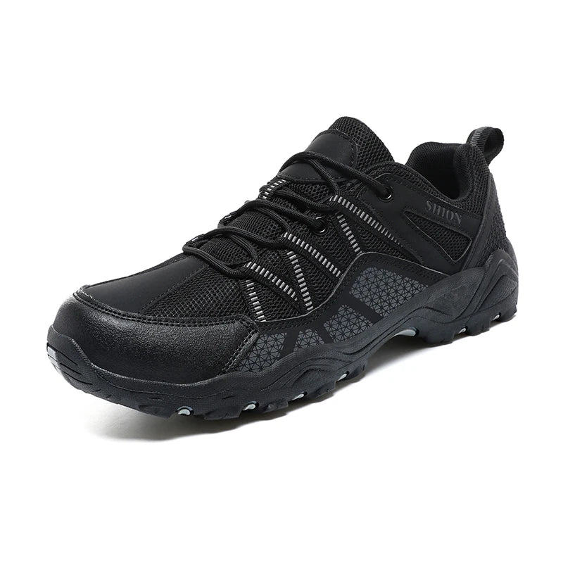 Sapatos de caminhada de marca para homem em malha respirável, calçado de viagem outdoor impermeável para caça e pesca, sapatos desportivos de montanha, todo-o-terreno e equitação