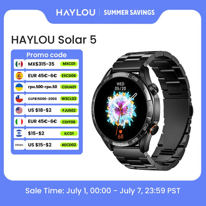 HAYLOU Solar 5 Voice Calling Smartwatch 1.58'' AMOLED Display 60Hz Smart Watch 24H Health Monitoring Sports Smartwatch for Men