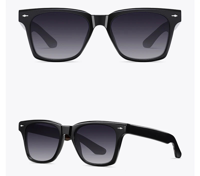 Ochelari de soare polarizați retro Swanwick TR90 pentru bărbați, ochelari de soare pătrați din acetat pentru femei, unisex, UV400, gri-negru, stil european