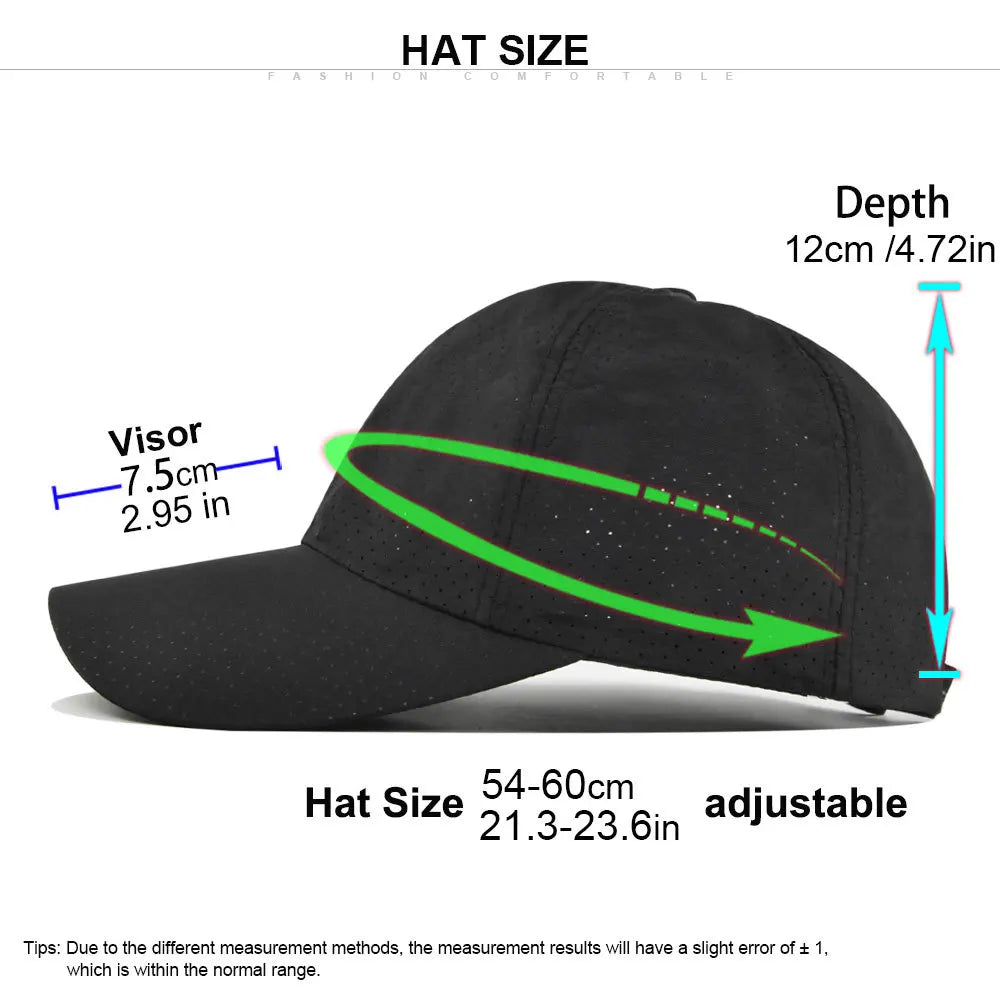 Dry Quickly Sun Cap Woman Outdoors Casual Sport Hat Men Big Size Baseball Cap 55-60cm Adjustable Sun Visor Cap Peaked Cap