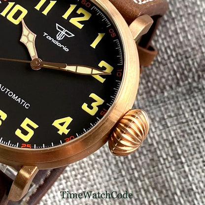 Tandorio 47mm NH35 Diver Men's Automatic Watch CUSN8 Solid Bronze or 316L Steel Case 10ATM Sapphire Crystal Black Dial