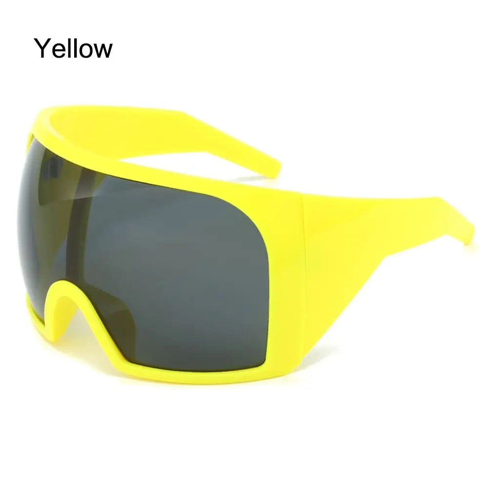 Ochelari de soare futuristici cu ramă învelitoare, lentile curbate Rave, protecție UV400, ochelari de soare supradimensionați Y2K pentru femei și bărbați