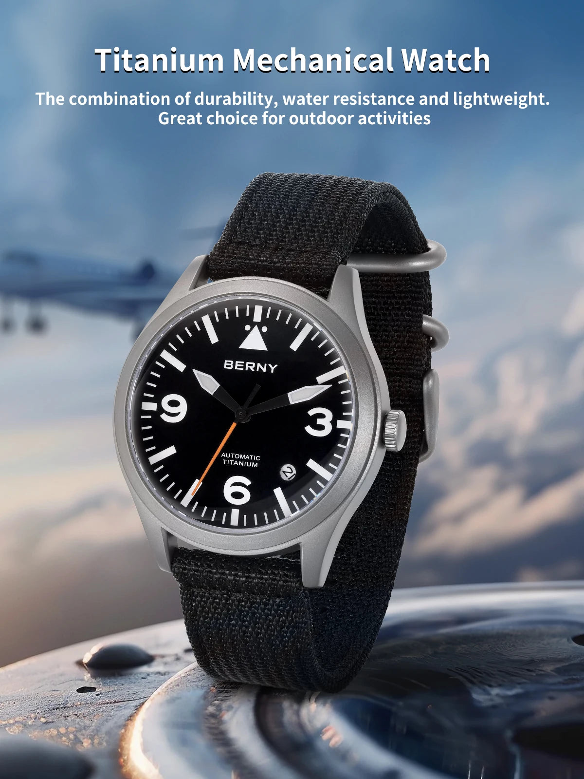 BERNY Full Titanium Automatic Watch for Men Sapphire AR Coated 10Bar Supper Luminous Men Wristwatch Sports Aviation Men Watches