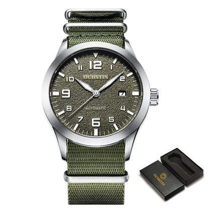 OCHSTIN Man Mechanical Pilot Wrist Watches Luxury Self Wind Leather Mechanic Male Clock Auto Date Relogio Masculino Gift for Men