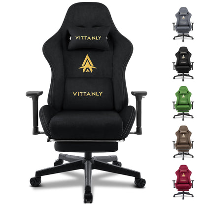 Kitinjoy Natural Suede Gaming Chair High Back Ergonomic Computer Chair With Footrest Reclining Adult Comfortable Office Chair