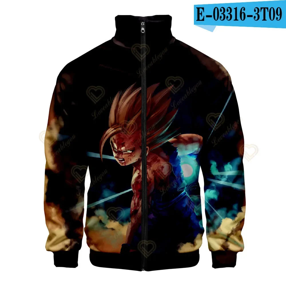 New Fashion Dragon Ball Print Stand Collar Zipper Hoodie Men Women Zipper Hoodies Jackets Long Sleeve Sport Hip Hop Sweatshirts