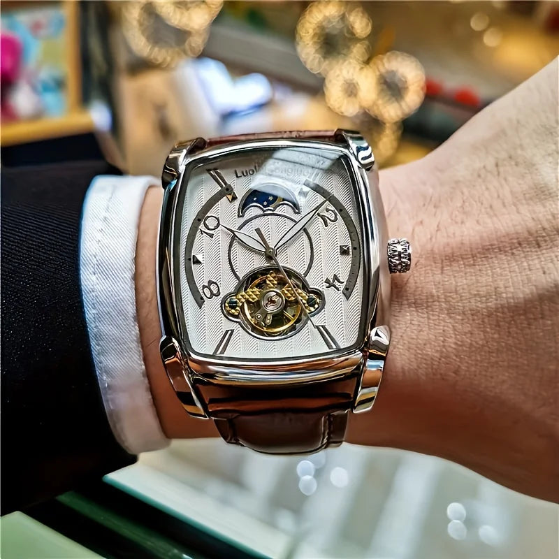 [Luksuzni mehanički sat s tourbillonom] Lagani luksuzni mehanički sat s tourbillonom za muškarce – vrhunski, potpuno automatski model u trendi 'skelet' stilu, idealan za poslovnu odjeću o