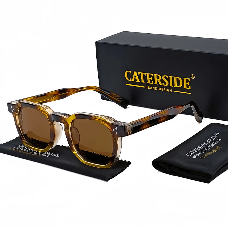 CATERSIDE New Retro Punk Men Sunglasses Square Personalized Design Glasses Women's Fashion Party Glasses Festival Gift 2 Pieces