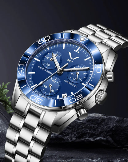New 007 Specht&Sohne Sports Watches for Men Top Brand Luxury Steel Wrist Watch Fashion Japan VK68 Chronograph