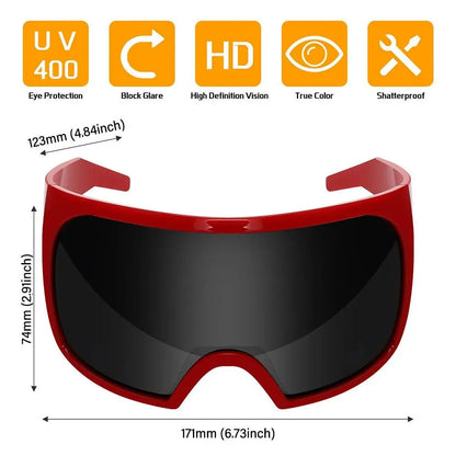 Ochelari de soare futuristici cu ramă învelitoare, lentile curbate Rave, protecție UV400, ochelari de soare supradimensionați Y2K pentru femei și bărbați