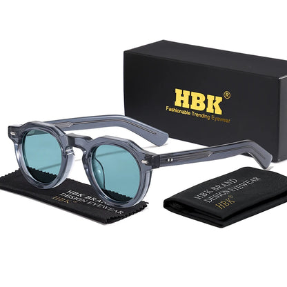 HBK Vintage – Ochelari de soare simpli, rotunzi, pentru bărbați, cu ramă mică, din acetat de înaltă calitate; ochelari de soare pentru femei, pentru petreceri, călătorii și activități în aer liber