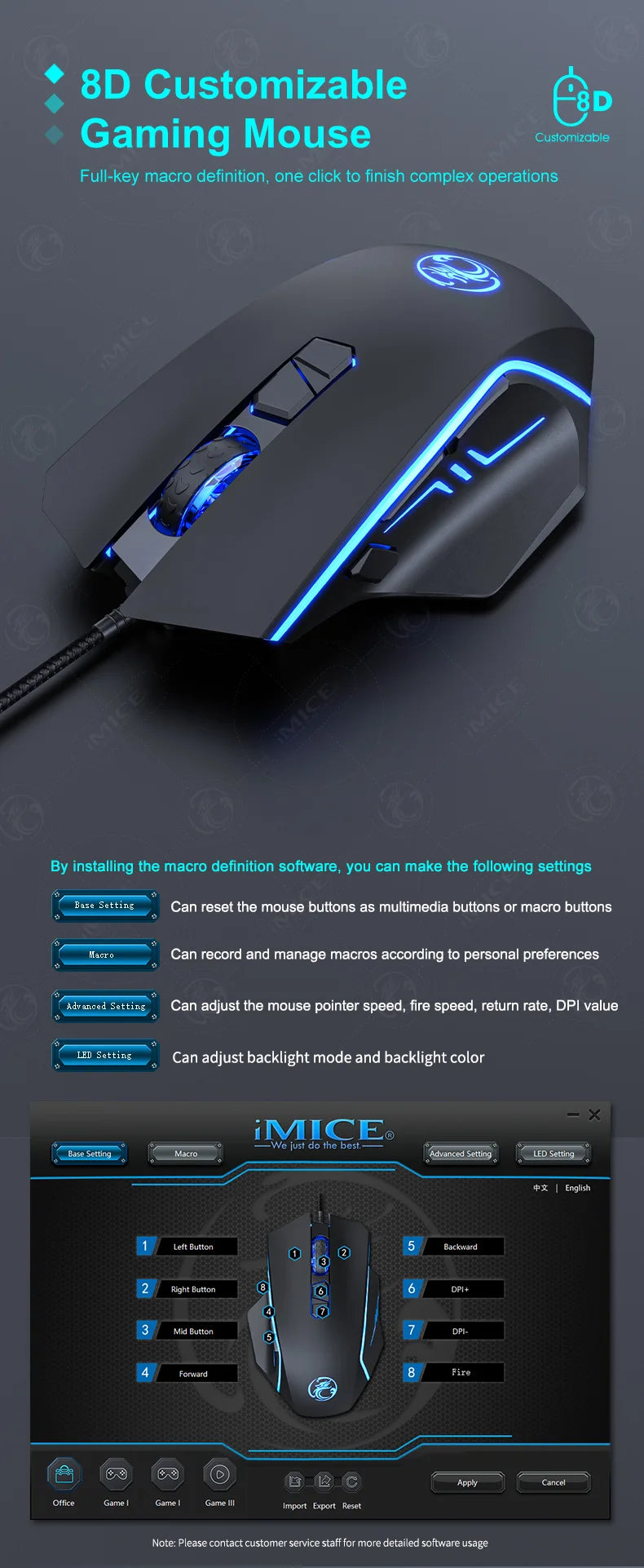 USB Wired Gaming Mouse,RGB Backlit Computer Mice,8 Keys 7200 DPI High Precision Optical Mouse For Office Laptop Home Computer