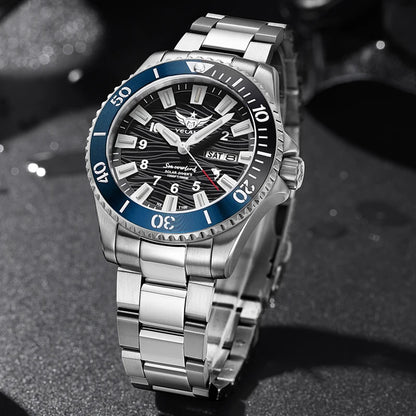 Yelang V1217 300m Diving Solar Watch Japan VS43 Swiss Super Luminous Water Ghost Waterproof Top Sapphire Aluminum Bezel Reloj