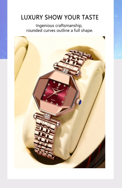 POEDAGAR Luxury Brand Women Watch Stainless Stain Waterproof Quartz Watches For Woman Fashion Simple Rose Gold Ladies Watch Gift