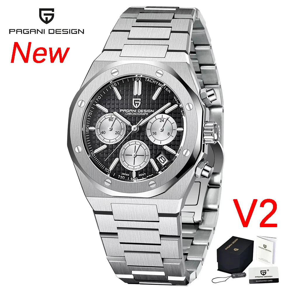 Pagani Design 2026 New VK63 Men's Business Quartz Watch Sapphire Stainless Steel 20Bar Waterproof Sports Chronometer Code Watch