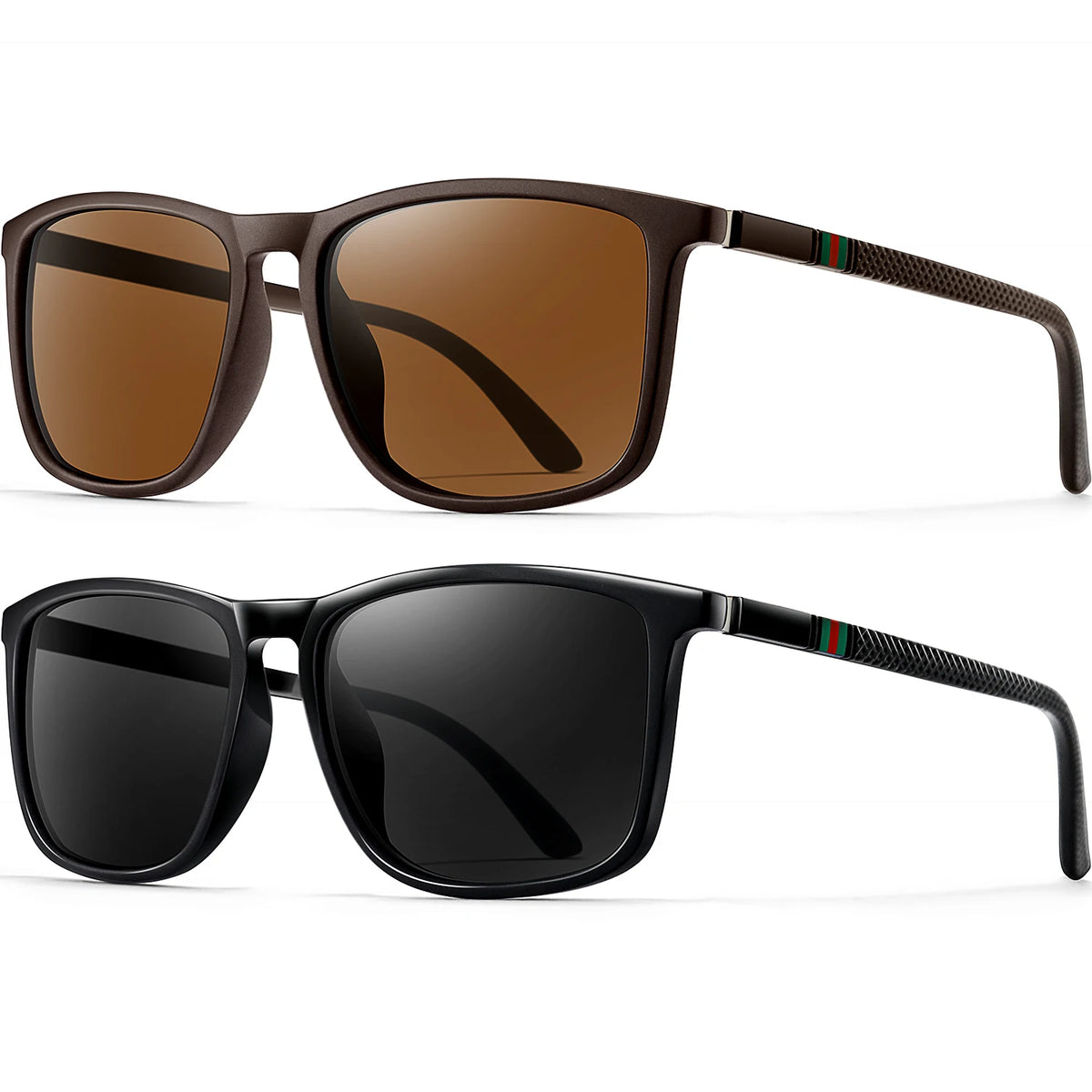 Ochelari de soare polarizați clasici, pătrați, unisex, UV400, ușori, pentru condus, pescuit, activități în aer liber și călătorii