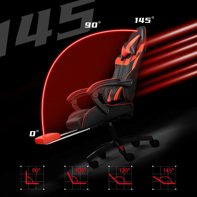Cadeira Gaming Ergonómica para Secretária, Cadeira Gaming Reclinável para Escritório em Casa com Apoio Lombar para Sessões Prolongadas