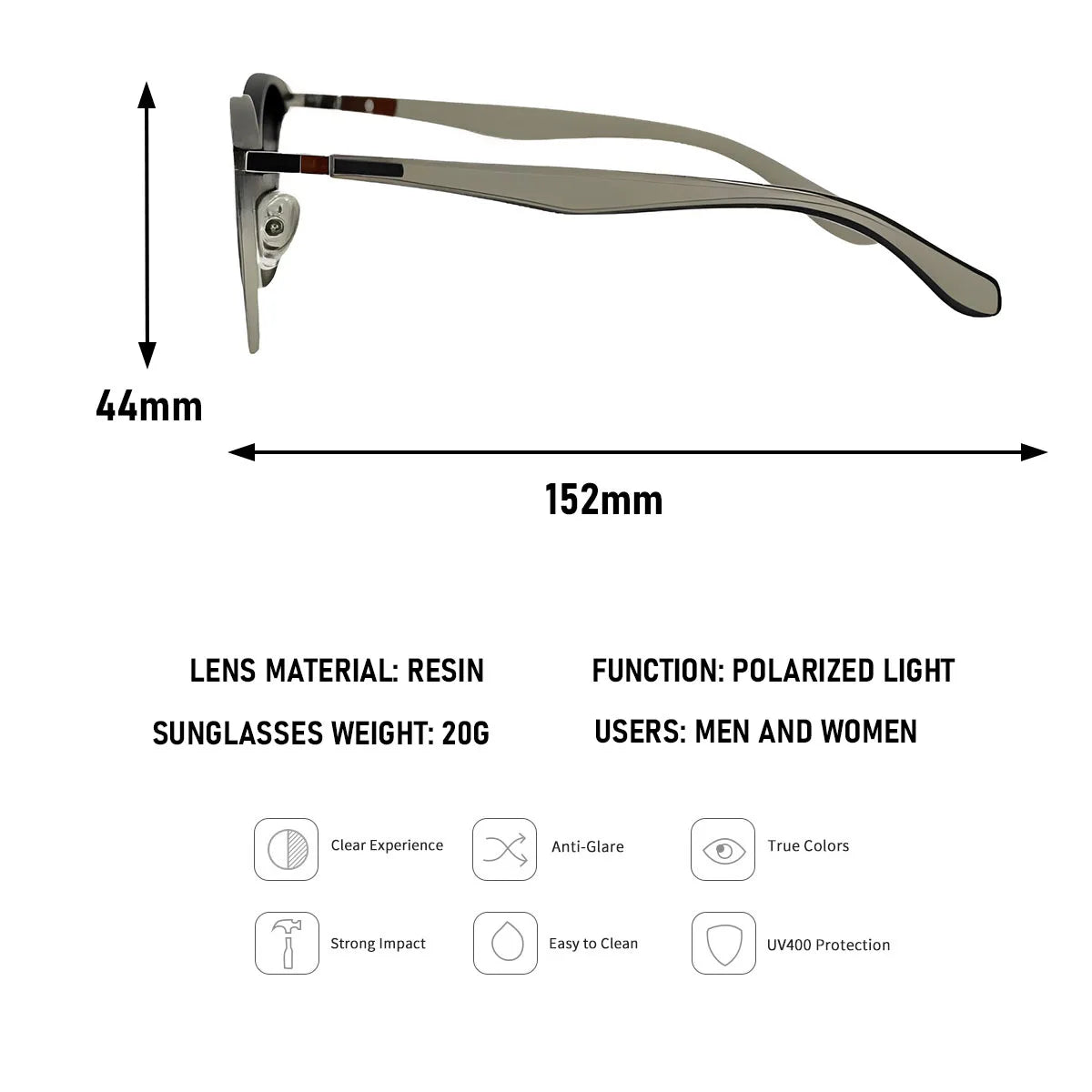 Ochelari de soare polarizați pentru bărbați, lentile semi-fără ramă, ochelari de soare vintage retro pentru femei, ochelari de soare la modă pentru vacanță, Gafas De Sol Hombre