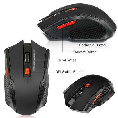 2.4GHz bežični optički gaming miš s USB prijamnikom, 2000DPI, 6 tipki, za računalo i prijenosno računalo