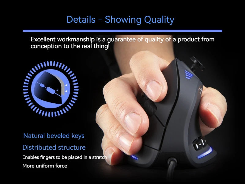 ZELOTES C-18 Vertical Mouse 11 Key Optical Mouse RGB Joysticks Programmable Laser Gaming Mice For PC Computer Gamer
